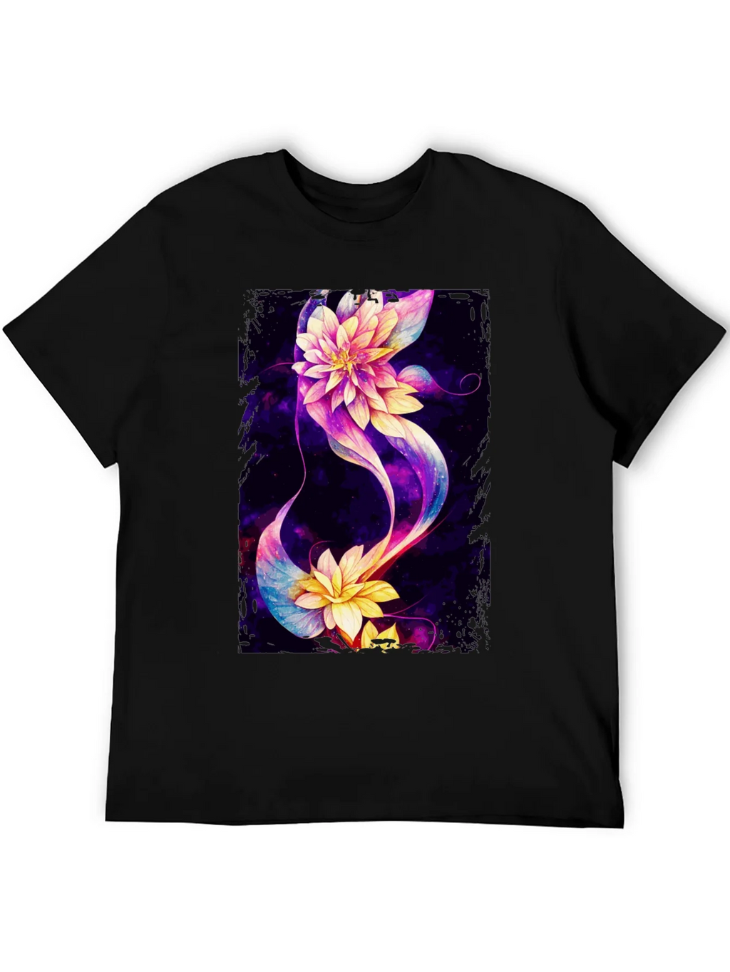 Floral Galaxy Black T-Shirt - Unique Design product image 8