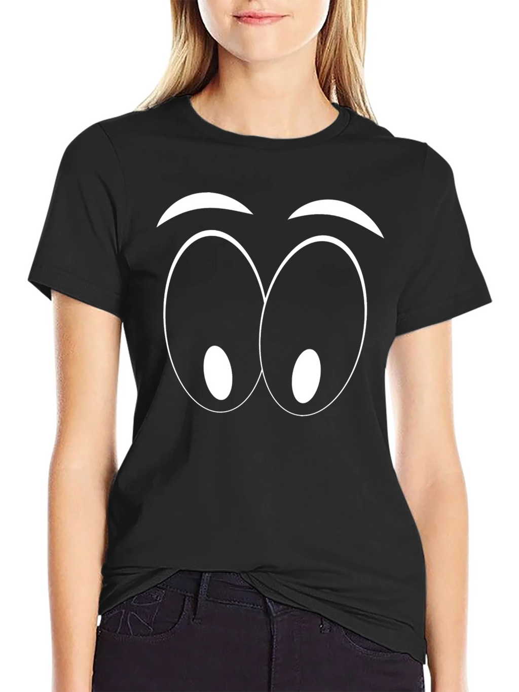 Funny Cartoon Eyes Graphic Black T-Shirt product image 5