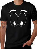 Funny Cartoon Eyes Graphic Black T-Shirt product image 1