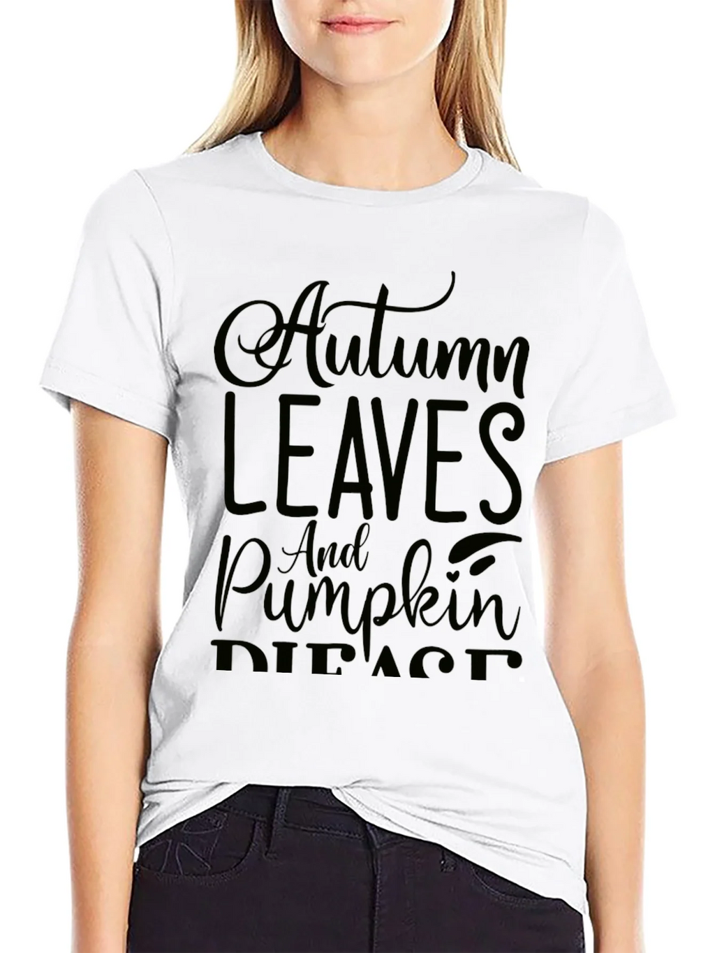 Autumn Leaves & Pumpkin Spice Black Graphic Tee product image 11