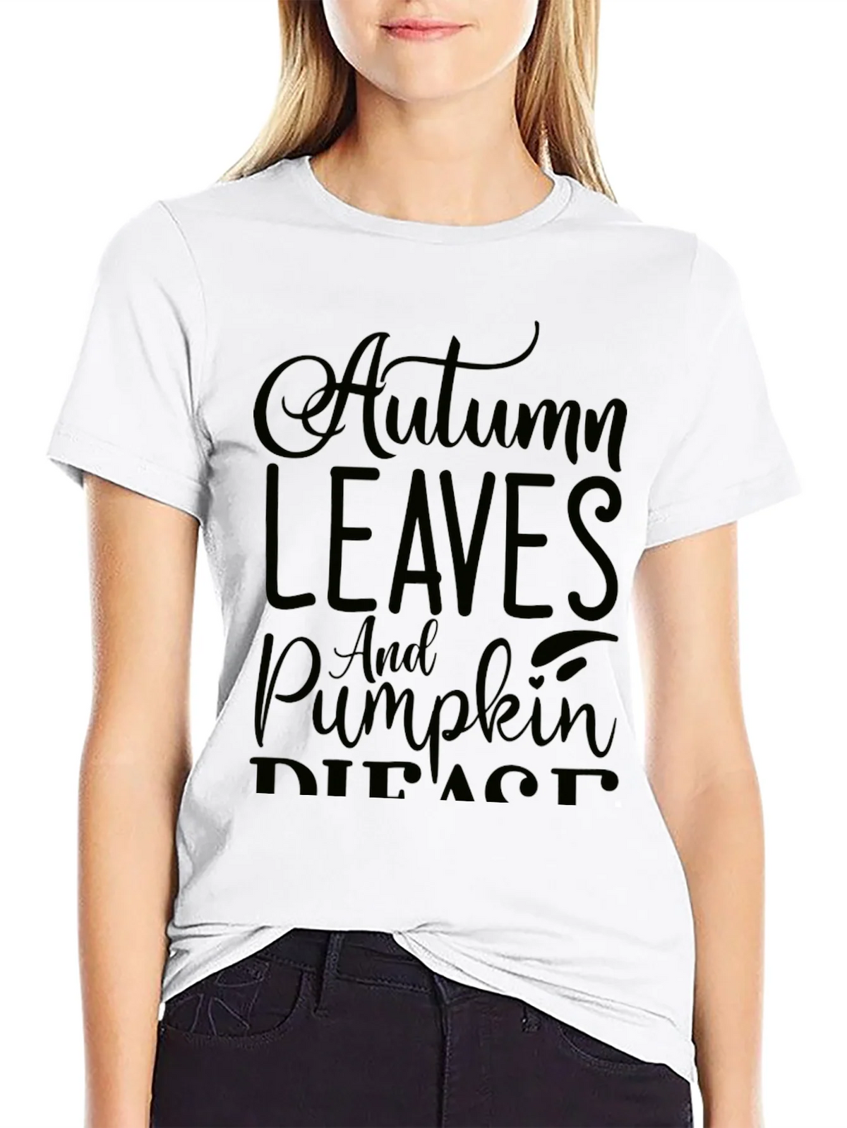 Autumn Leaves & Pumpkin Spice Black Graphic Tee product image 11