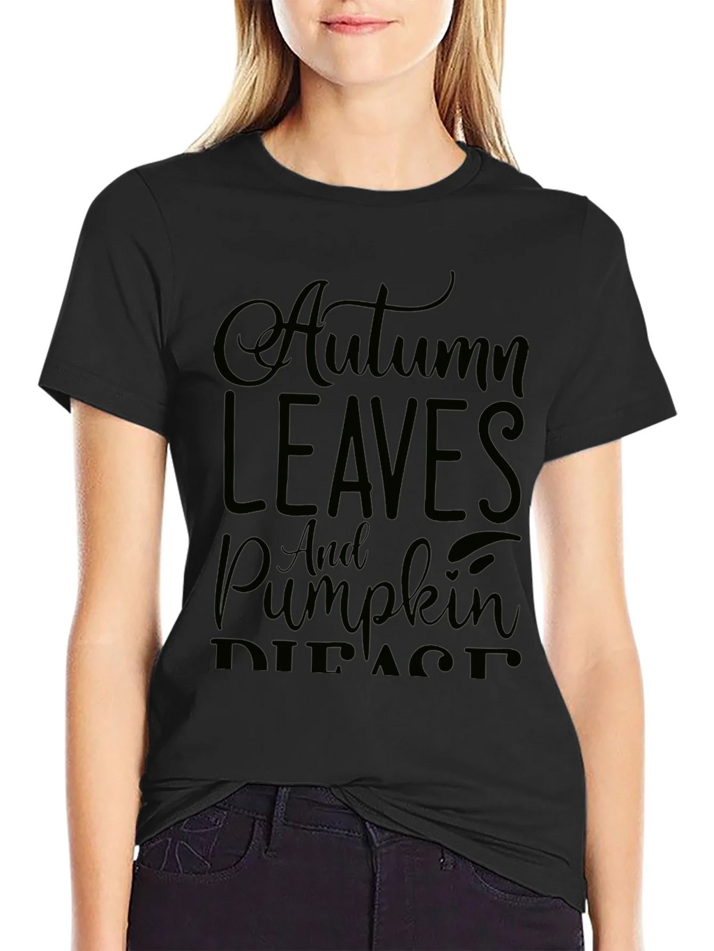 Autumn Leaves & Pumpkin Spice Black Graphic Tee product image 5