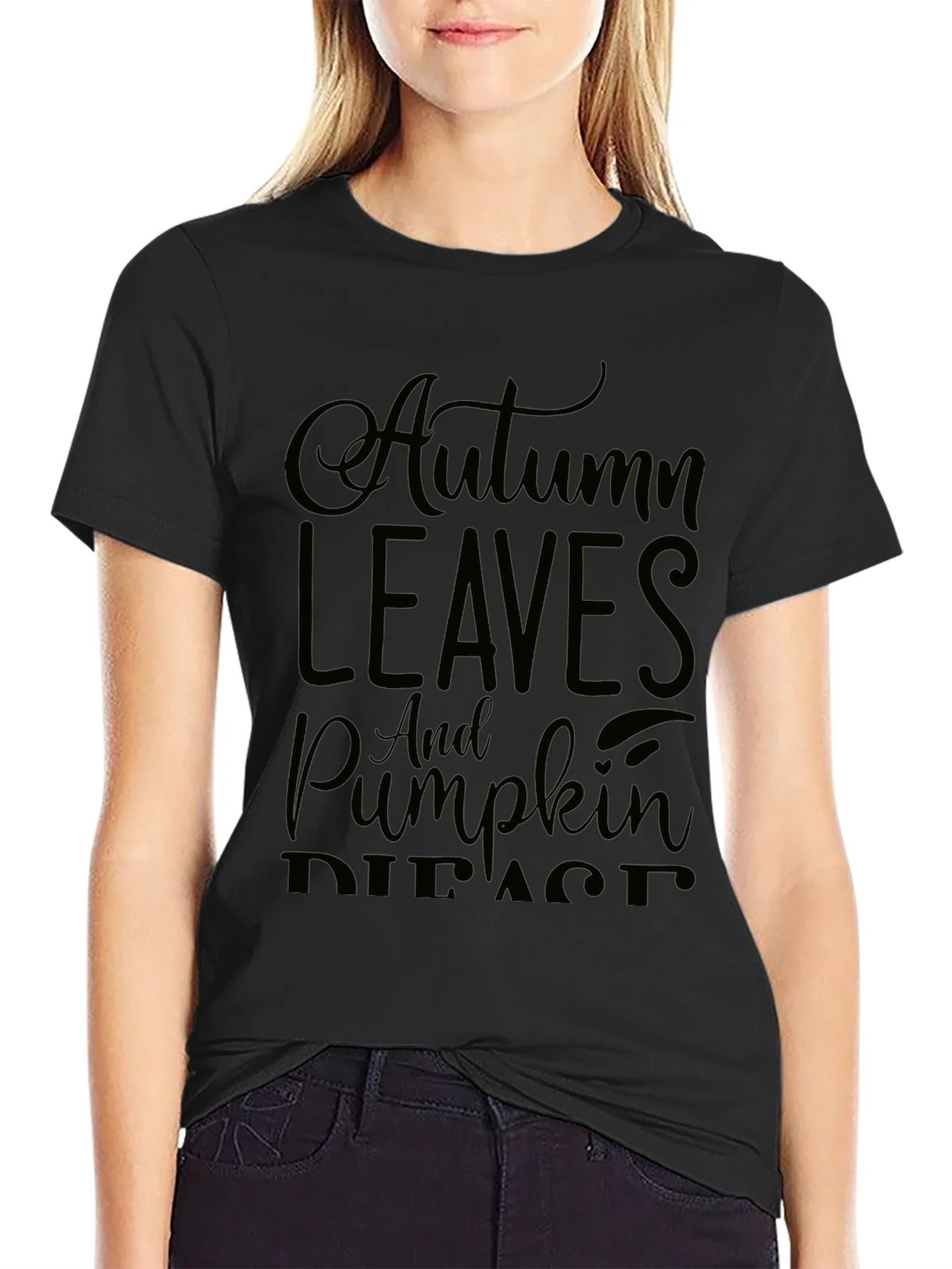 Autumn Leaves & Pumpkin Spice Black Graphic Tee product image 5