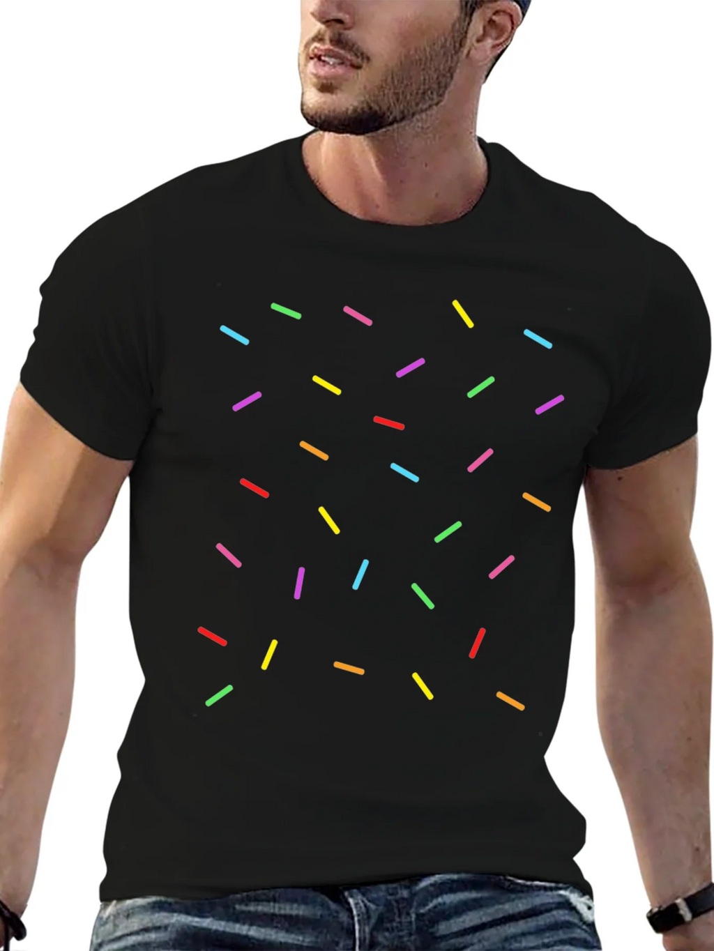 Sprinkle Pattern Black T-Shirt - Casual Unisex Tee product image 9
