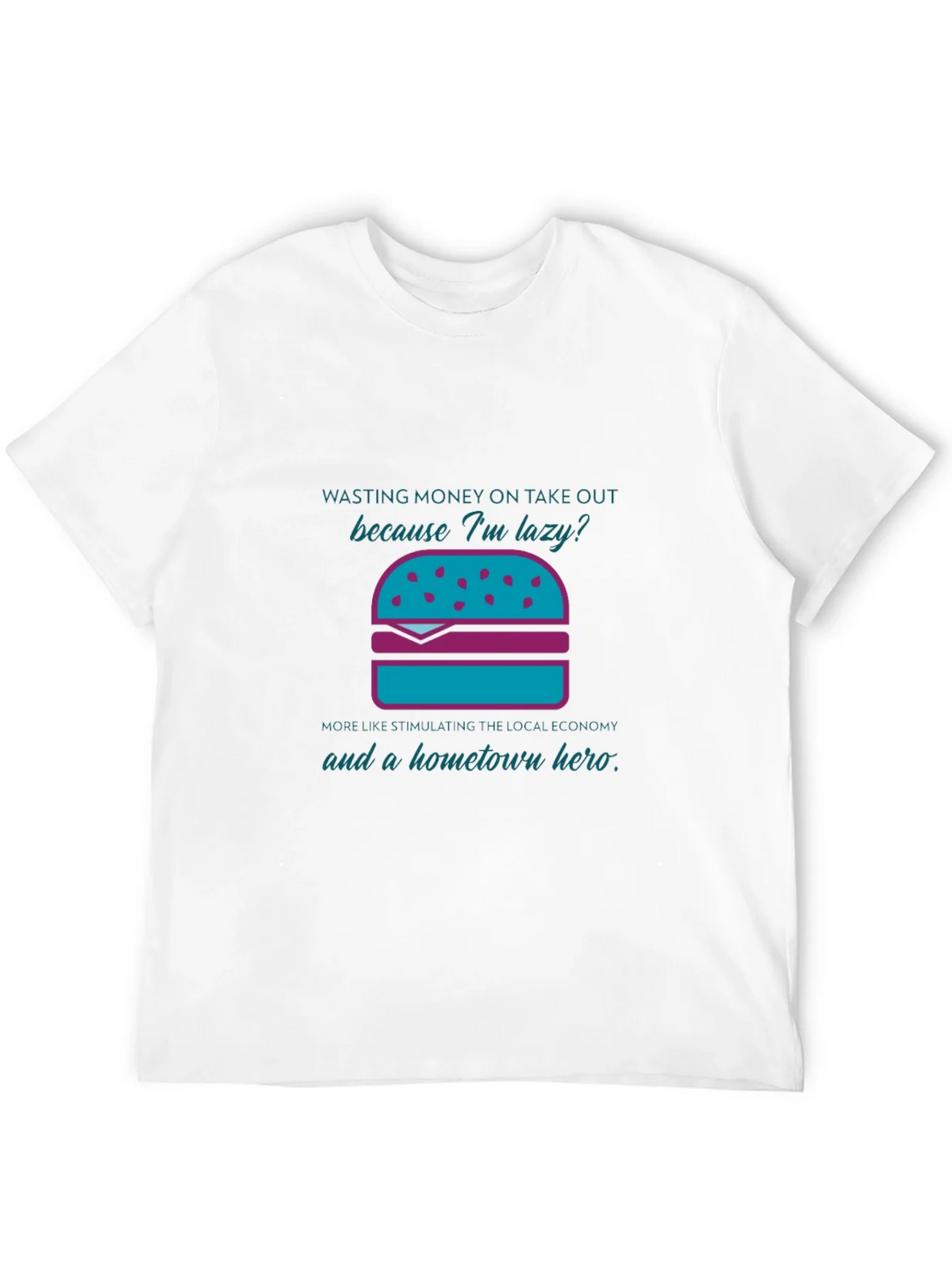 Humorous Lazy Takeout Burger Graphic T-Shirt product image 3