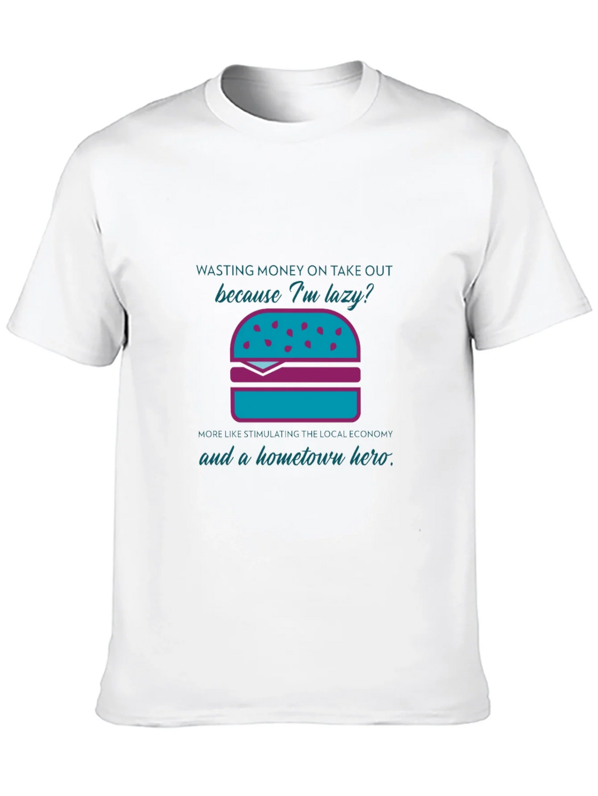 Humorous Lazy Takeout Burger Graphic T-Shirt product image 12
