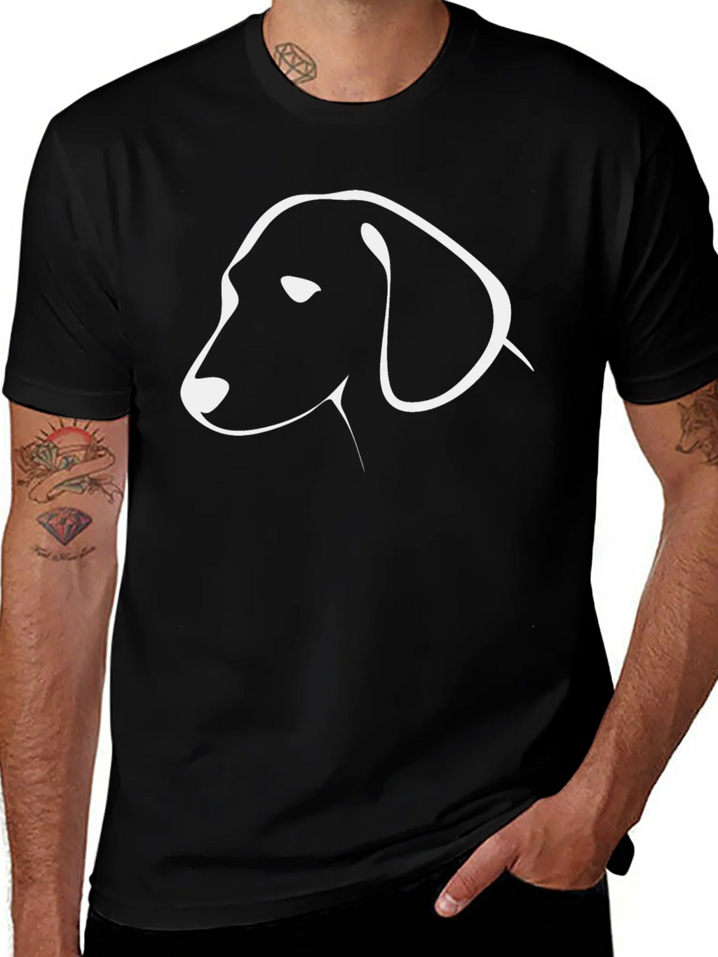 Minimalist Dog Graphic Tee - Black Cotton T-Shirt product image 1