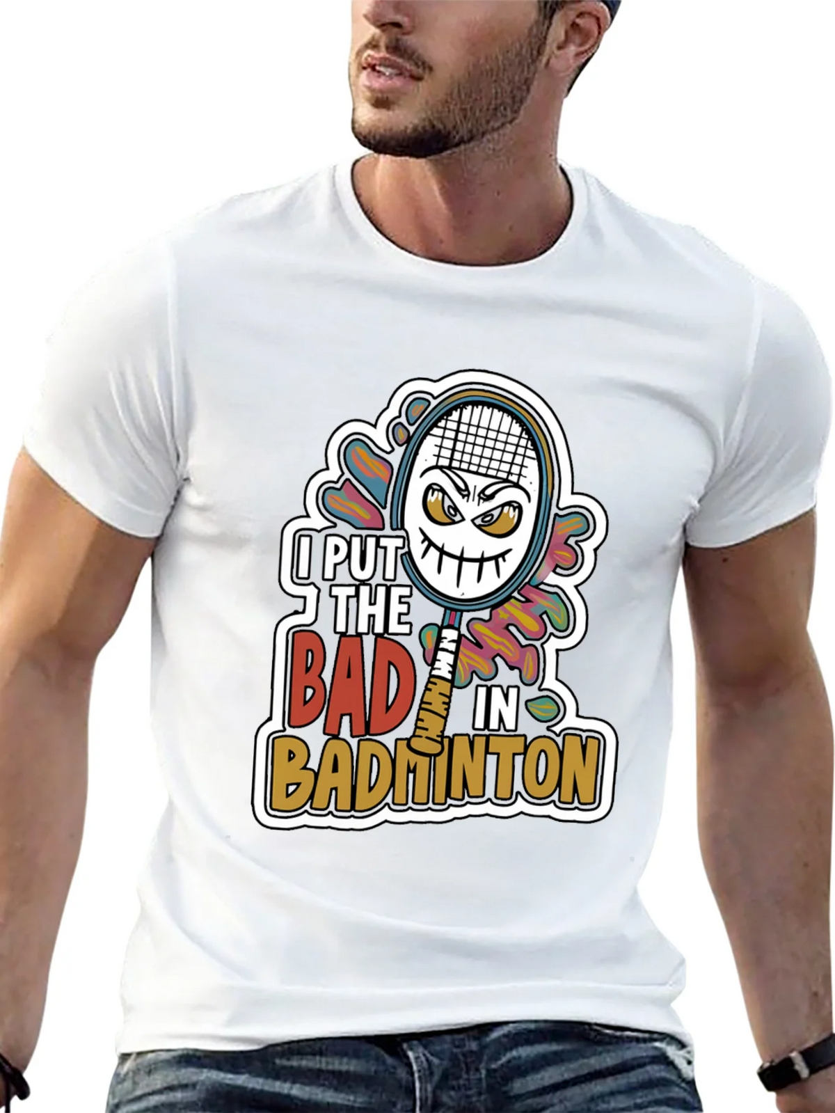 Badminton Graphic Tee - I Put the Bad in product image 4