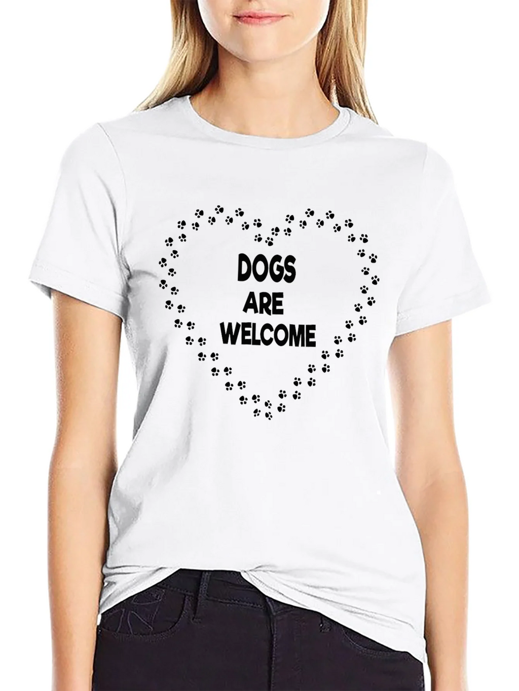 Dogs are Welcome Tee - Paw Print Heart product image 11