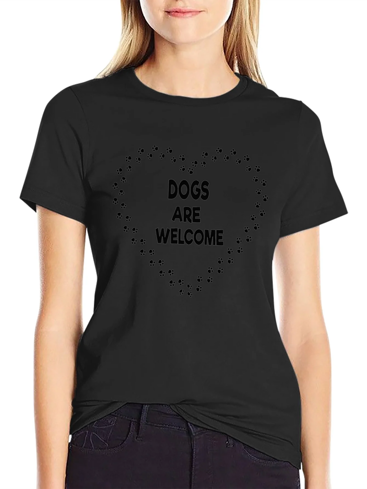 Dogs are Welcome Tee - Paw Print Heart product image 5