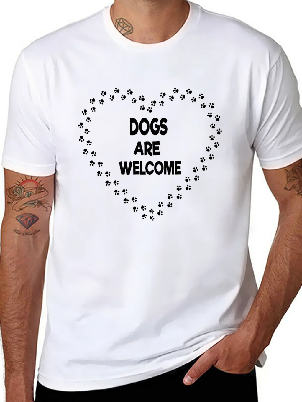 Dogs are Welcome Tee - Paw Print Heart product image 10
