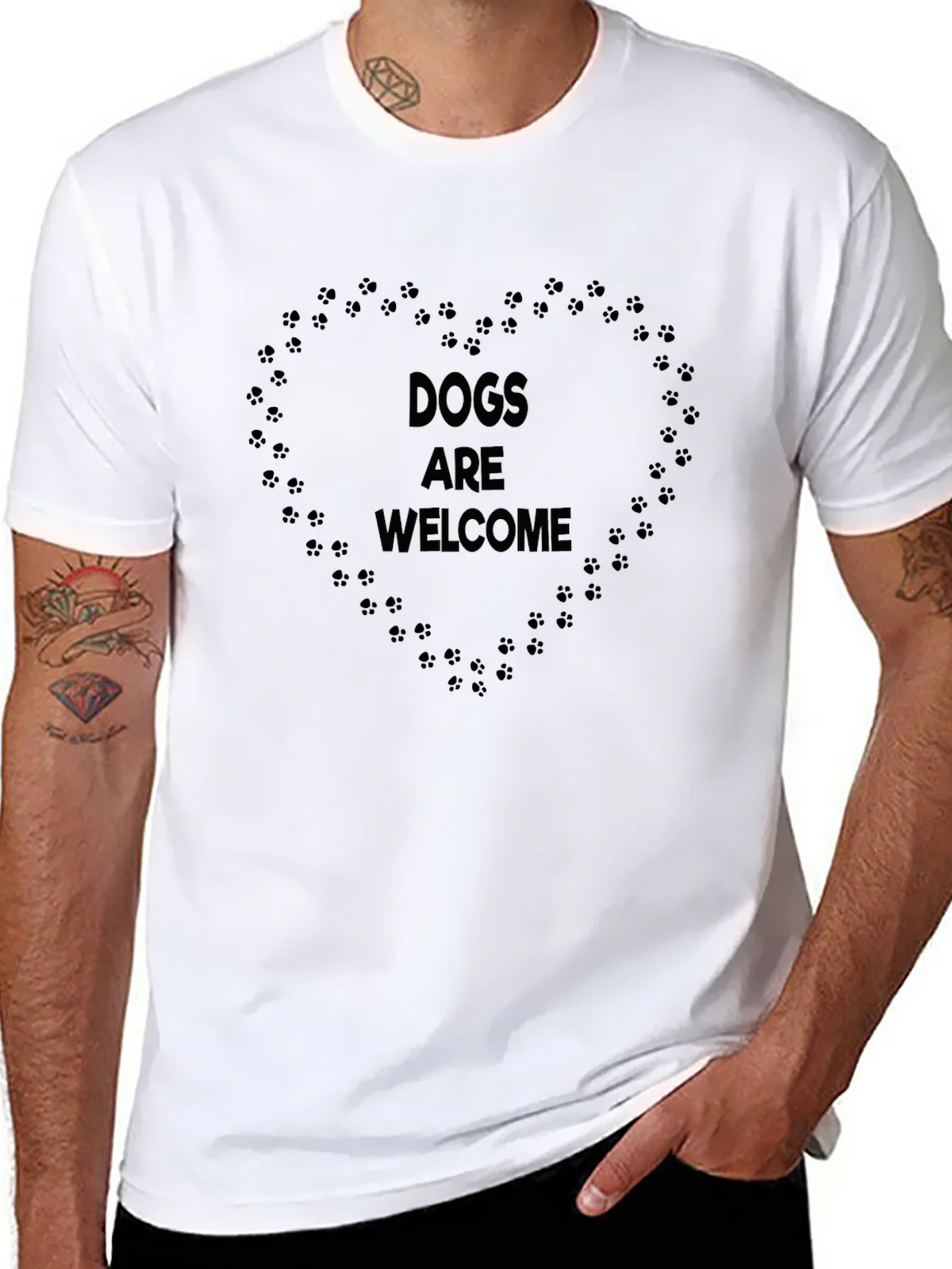 Dogs are Welcome Tee - Paw Print Heart product image 10