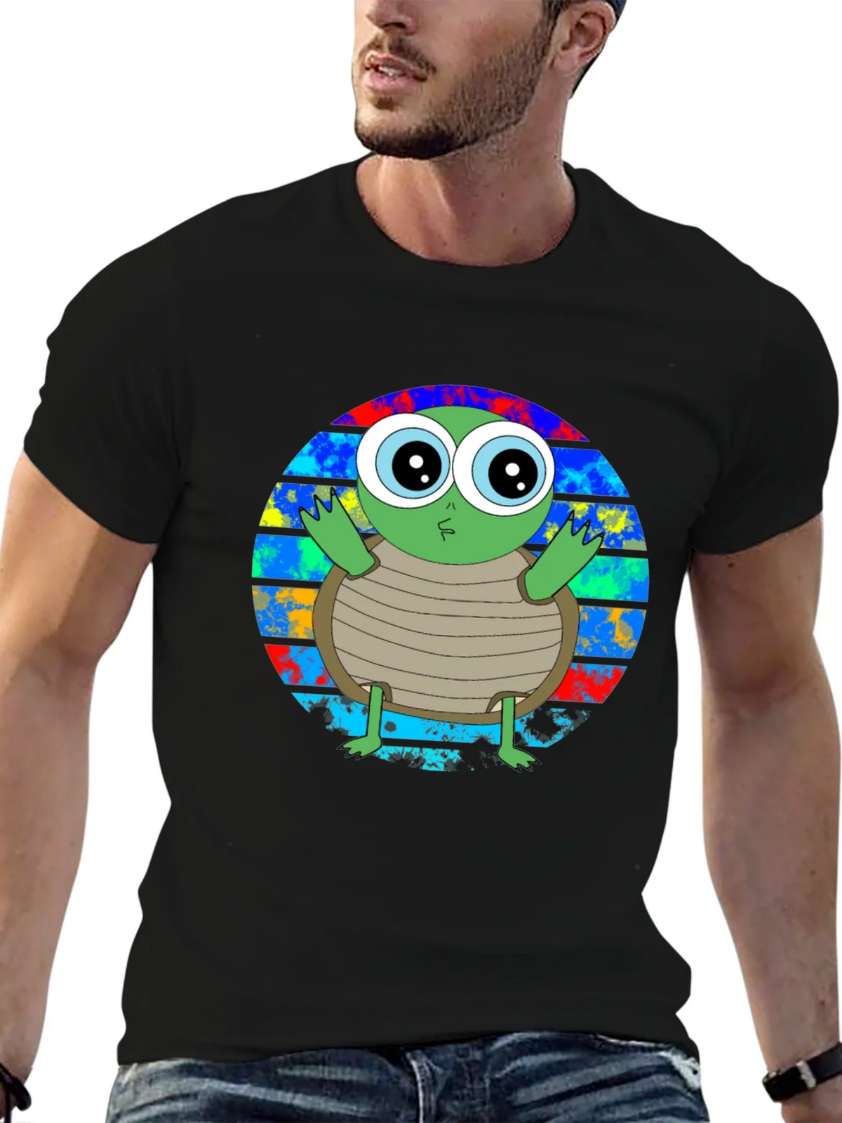 Cute Turtle Graphic T-Shirt - Unisex Black Tee product image 9