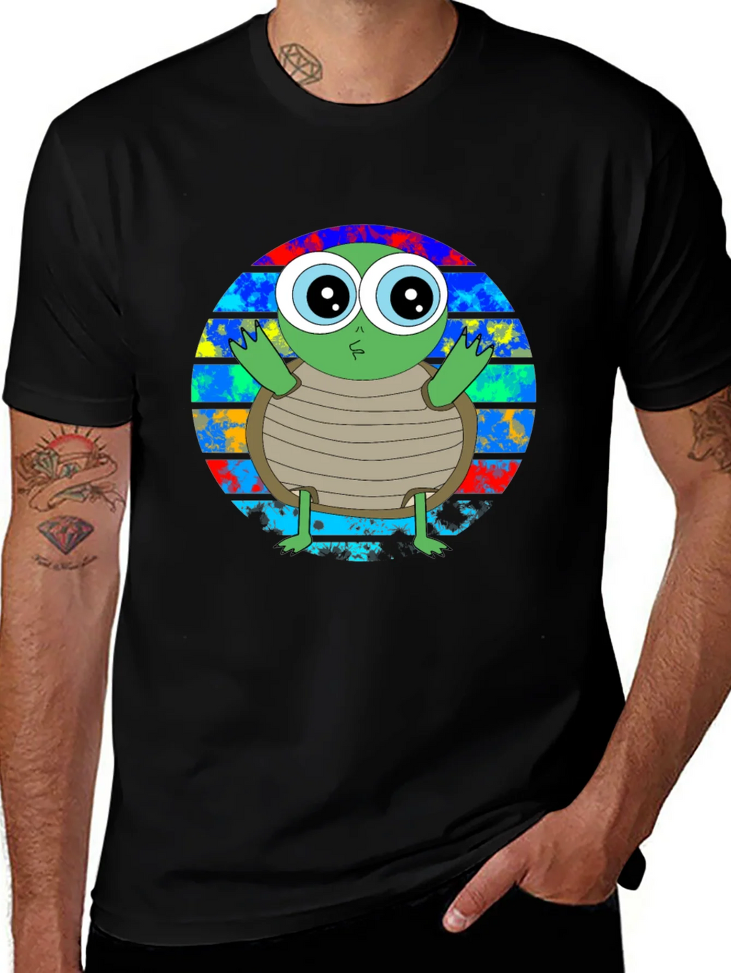 Cute Turtle Graphic T-Shirt - Unisex Black Tee product image 1