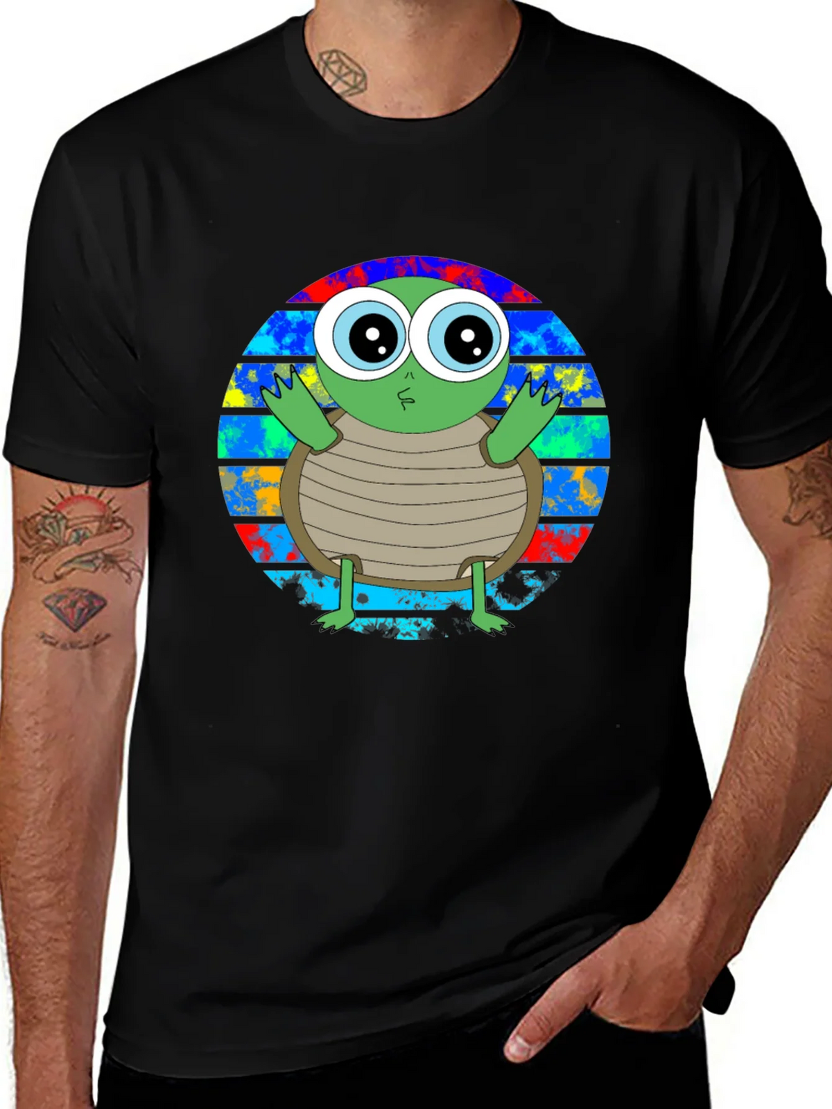 Cute Turtle Graphic T-Shirt - Unisex Black Tee product image 1