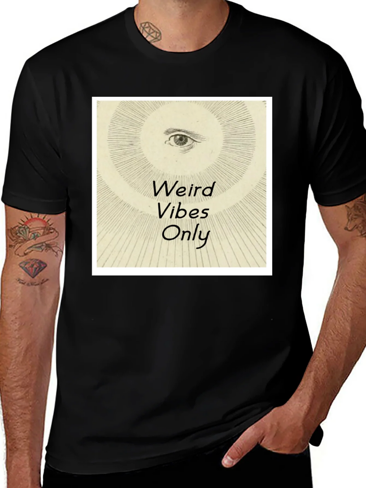 Weird Vibes Only Graphic Tee - Black Cotton T-Shirt product image 1