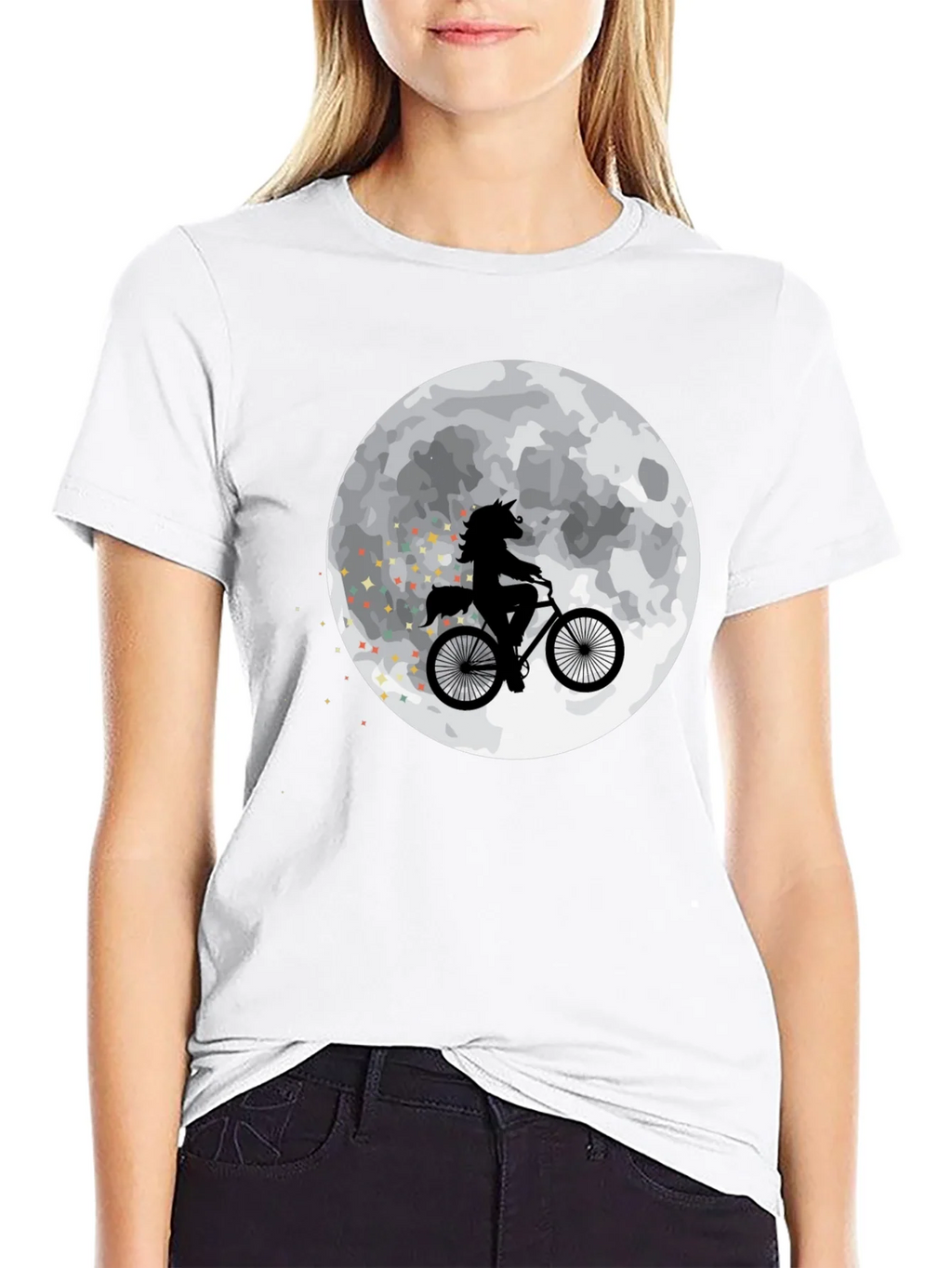 Unicorn on Bike Moon Graphic T-Shirt - Black product image 11