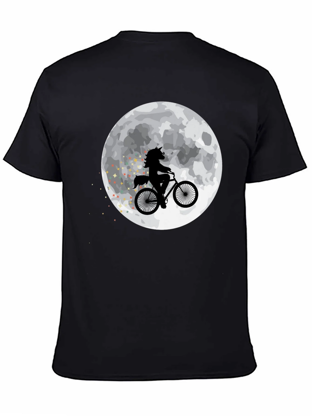 Unicorn on Bike Moon Graphic T-Shirt - Black product image 7