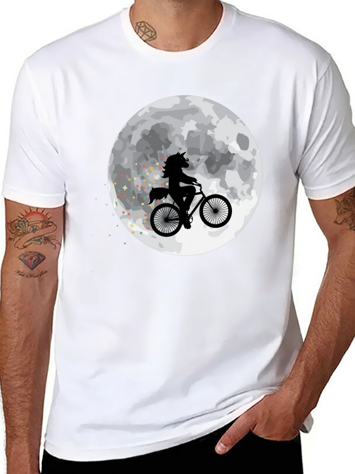 Unicorn on Bike Moon Graphic T-Shirt - Black product image 10
