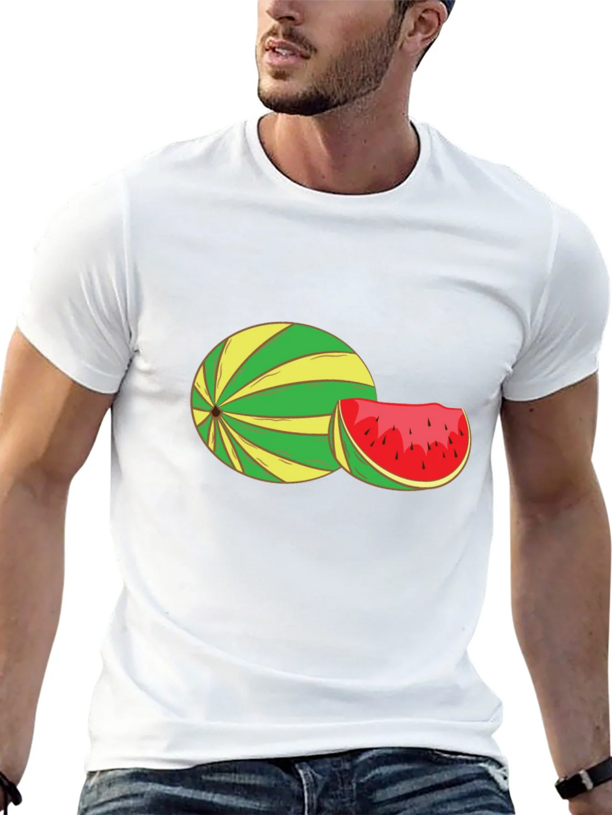Watermelon Graphic Tee - Black Cotton T-Shirt product image 4