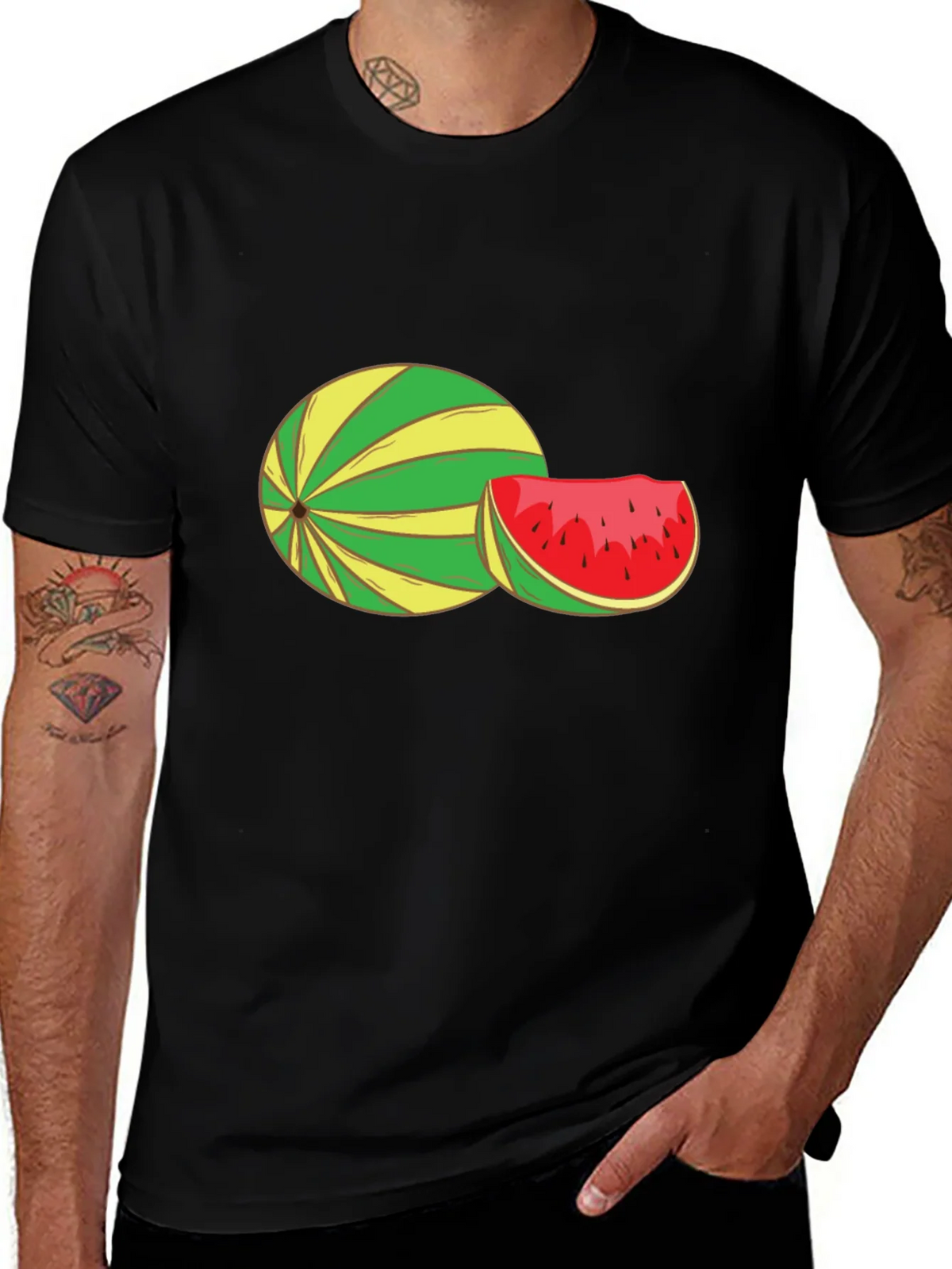 Watermelon Graphic Tee - Black Cotton T-Shirt product image 1