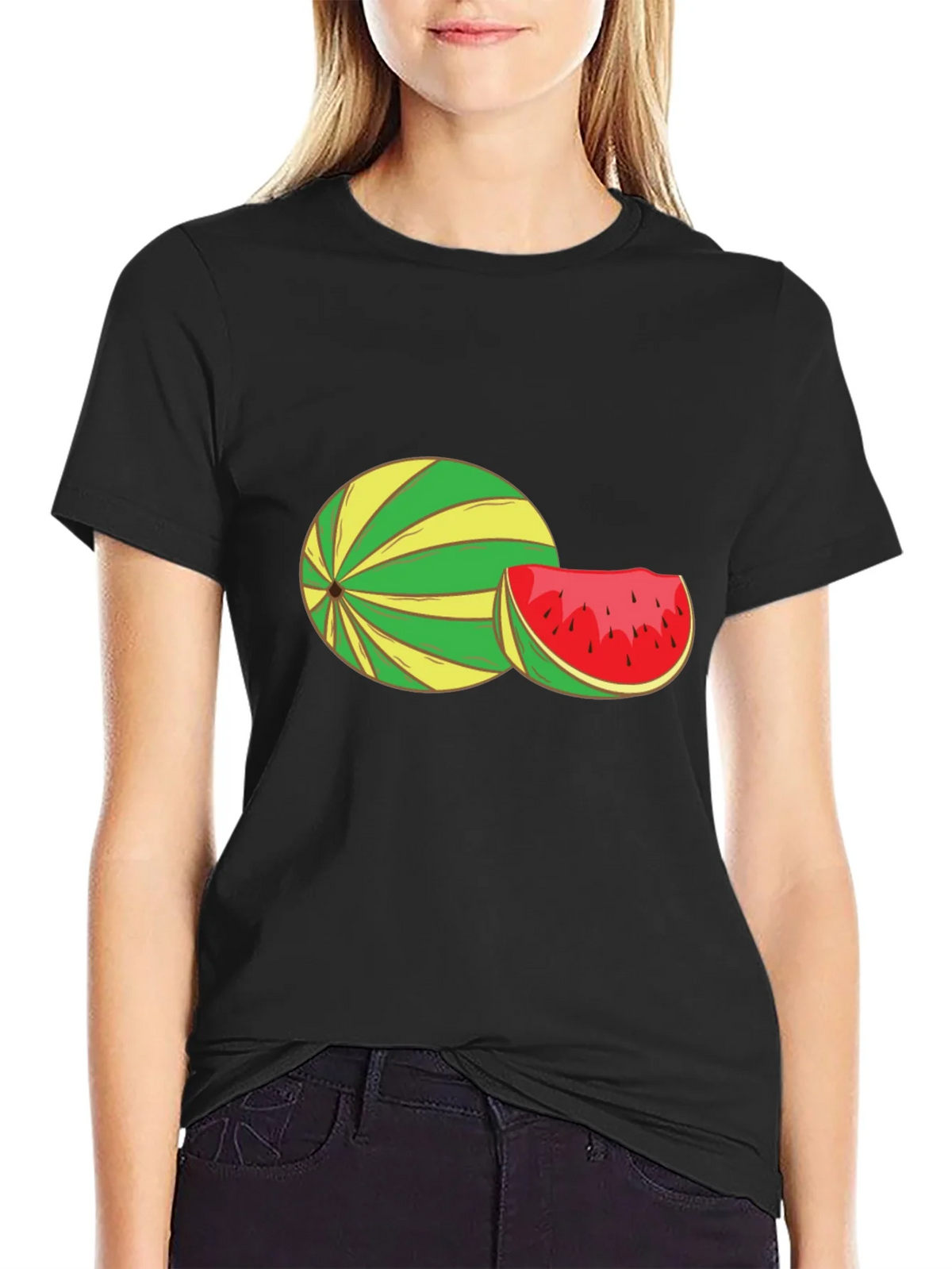 Watermelon Graphic Tee - Black Cotton T-Shirt product image 5