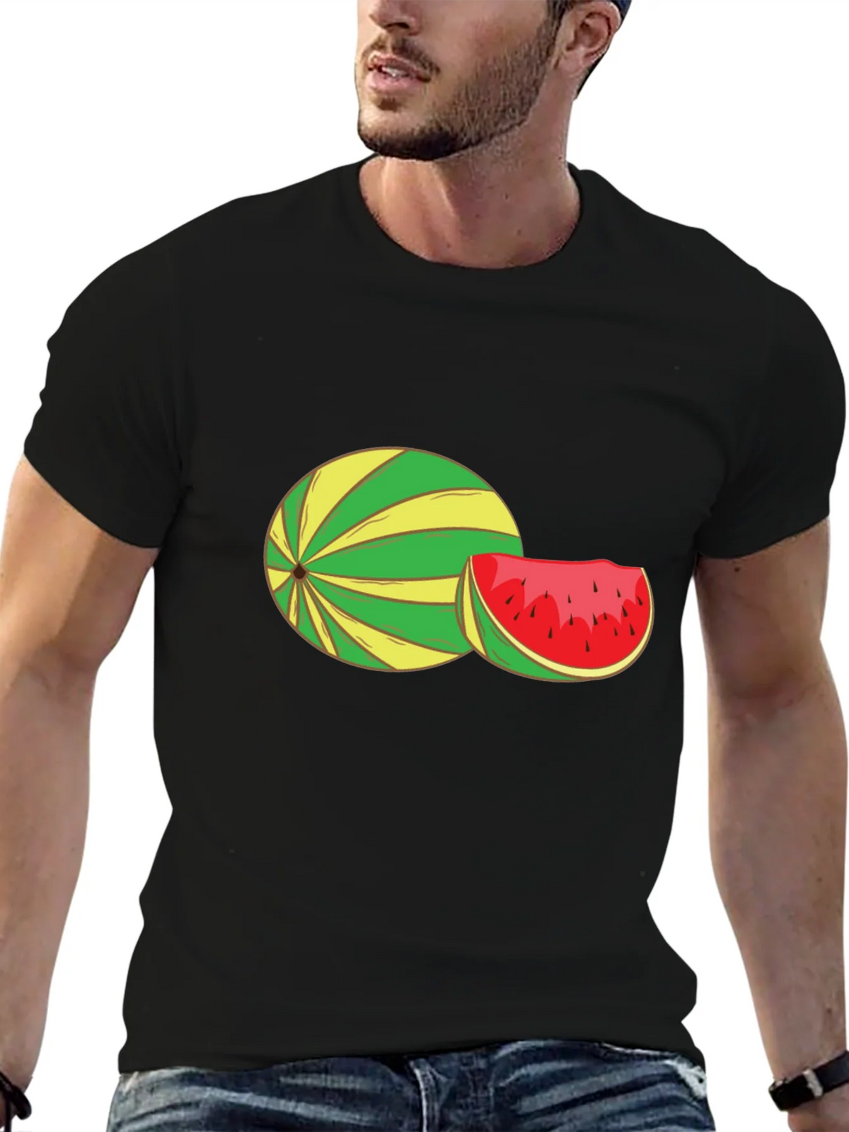 Watermelon Graphic Tee - Black Cotton T-Shirt product image 9