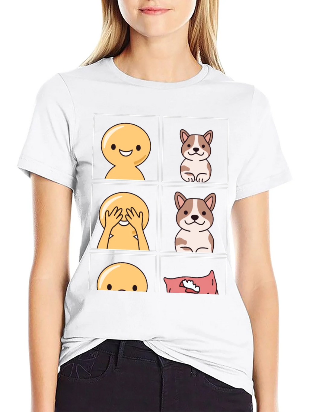 Peek-a-Boo Emoji & Dog T-Shirt - Fun & Casual Tee product image 10