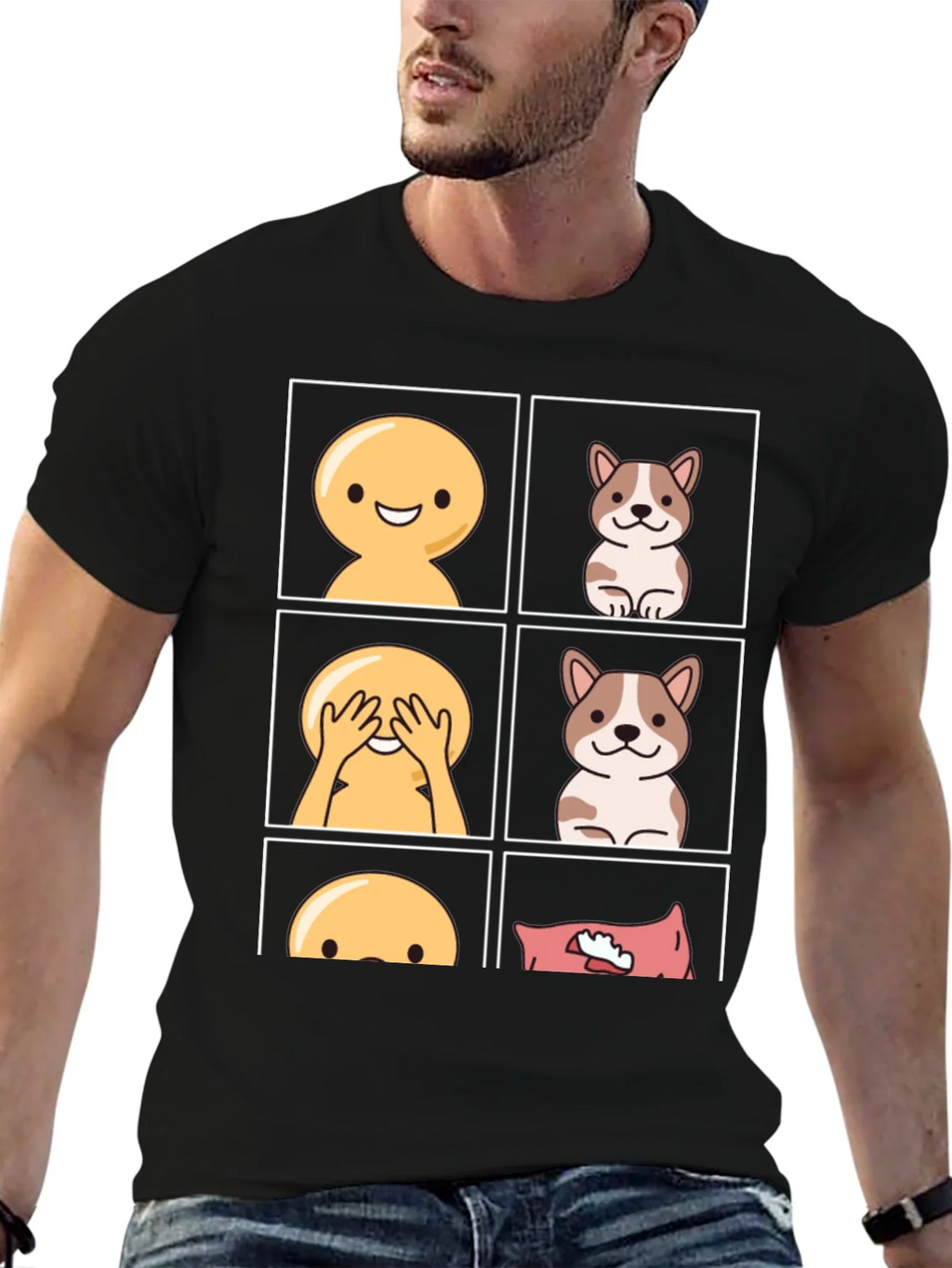 Peek-a-Boo Emoji & Dog T-Shirt - Fun & Casual Tee product image 8