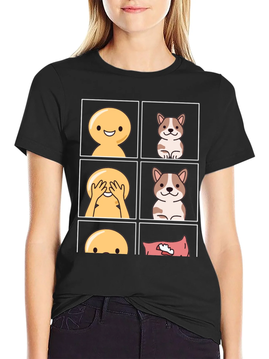 Peek-a-Boo Emoji & Dog T-Shirt - Fun & Casual Tee product image 4