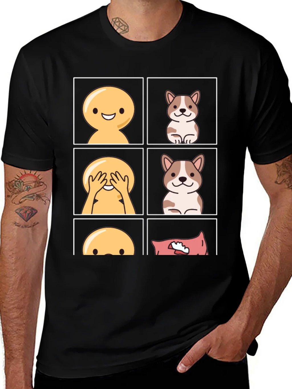 Peek-a-Boo Emoji & Dog T-Shirt - Fun & Casual Tee product image 1