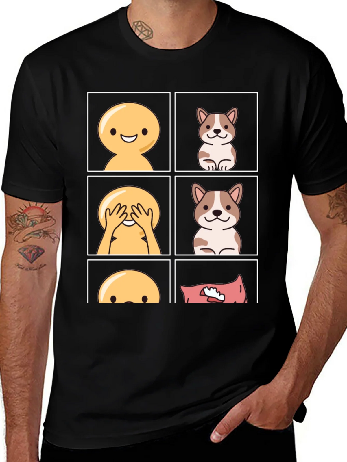 Peek-a-Boo Emoji & Dog T-Shirt - Fun & Casual Tee product image 1