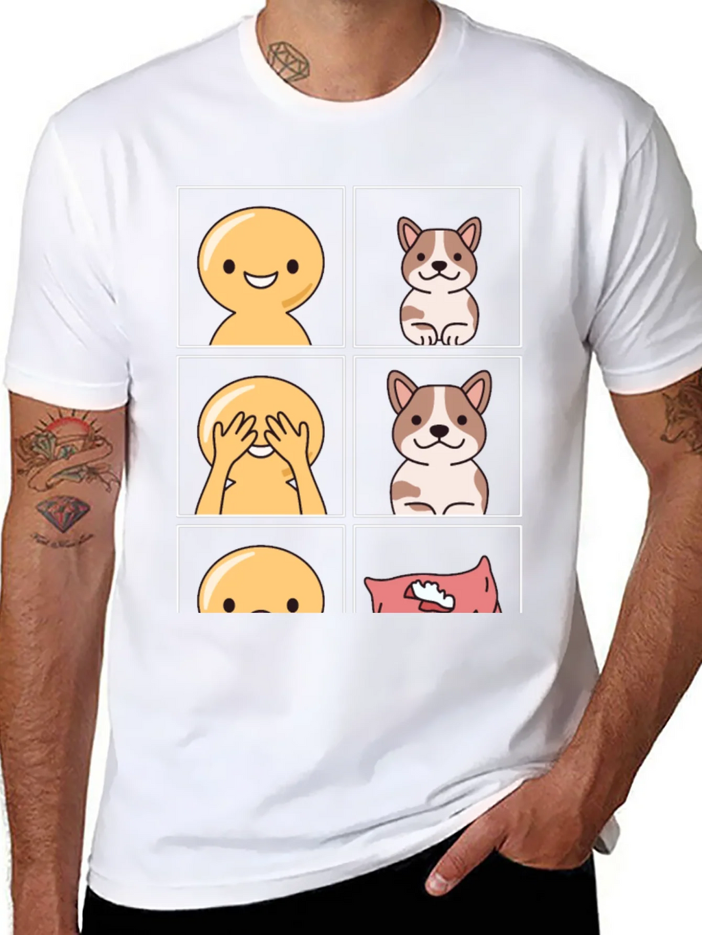 Peek-a-Boo Emoji & Dog T-Shirt - Fun & Casual Tee product image 9