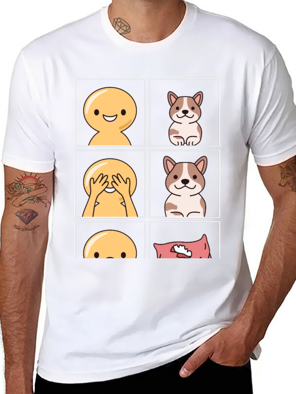 Peek-a-Boo Emoji & Dog T-Shirt - Fun & Casual Tee product image 9