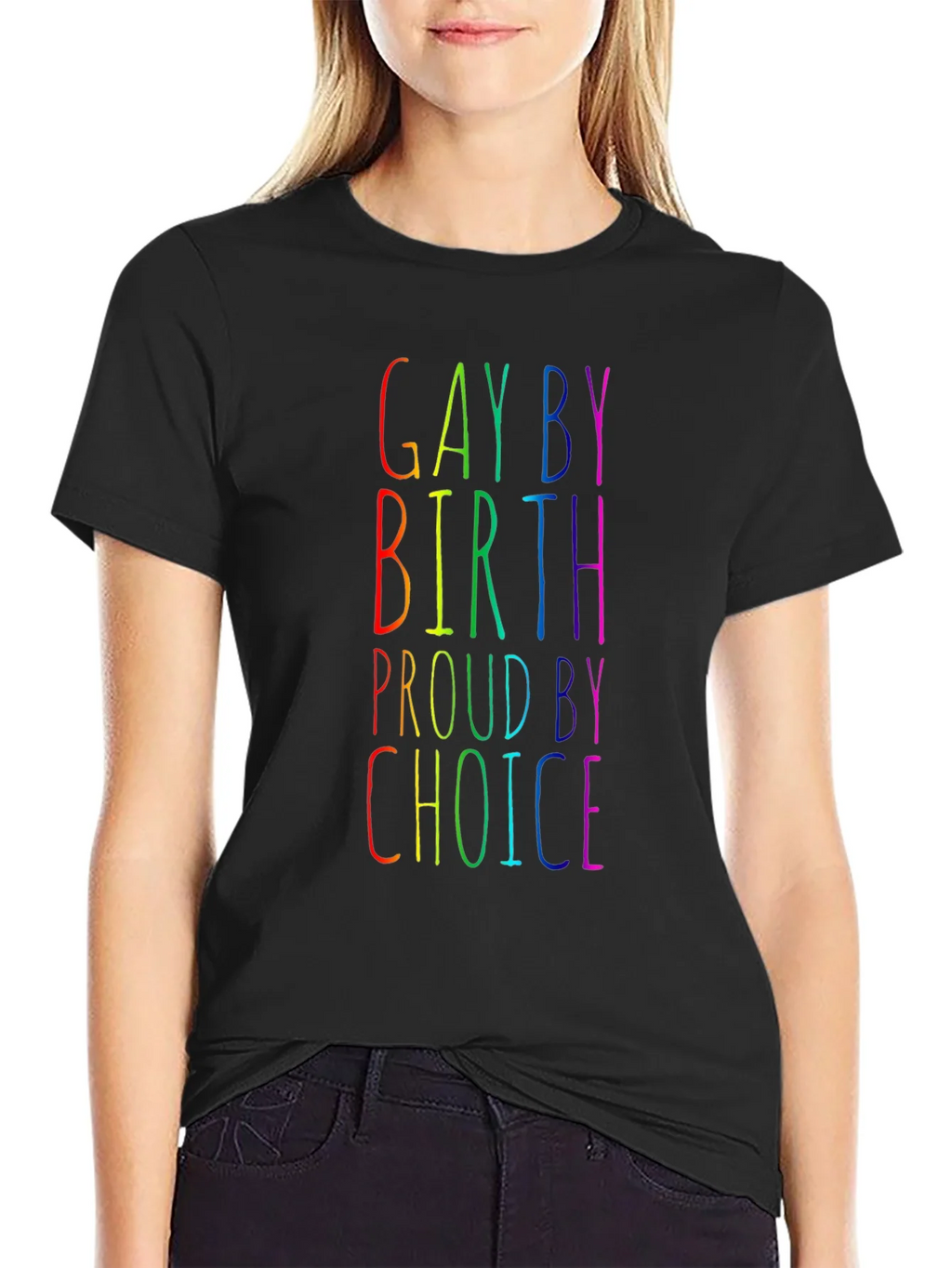 Gay By Birth Proud By Choice Rainbow Tee product image 5