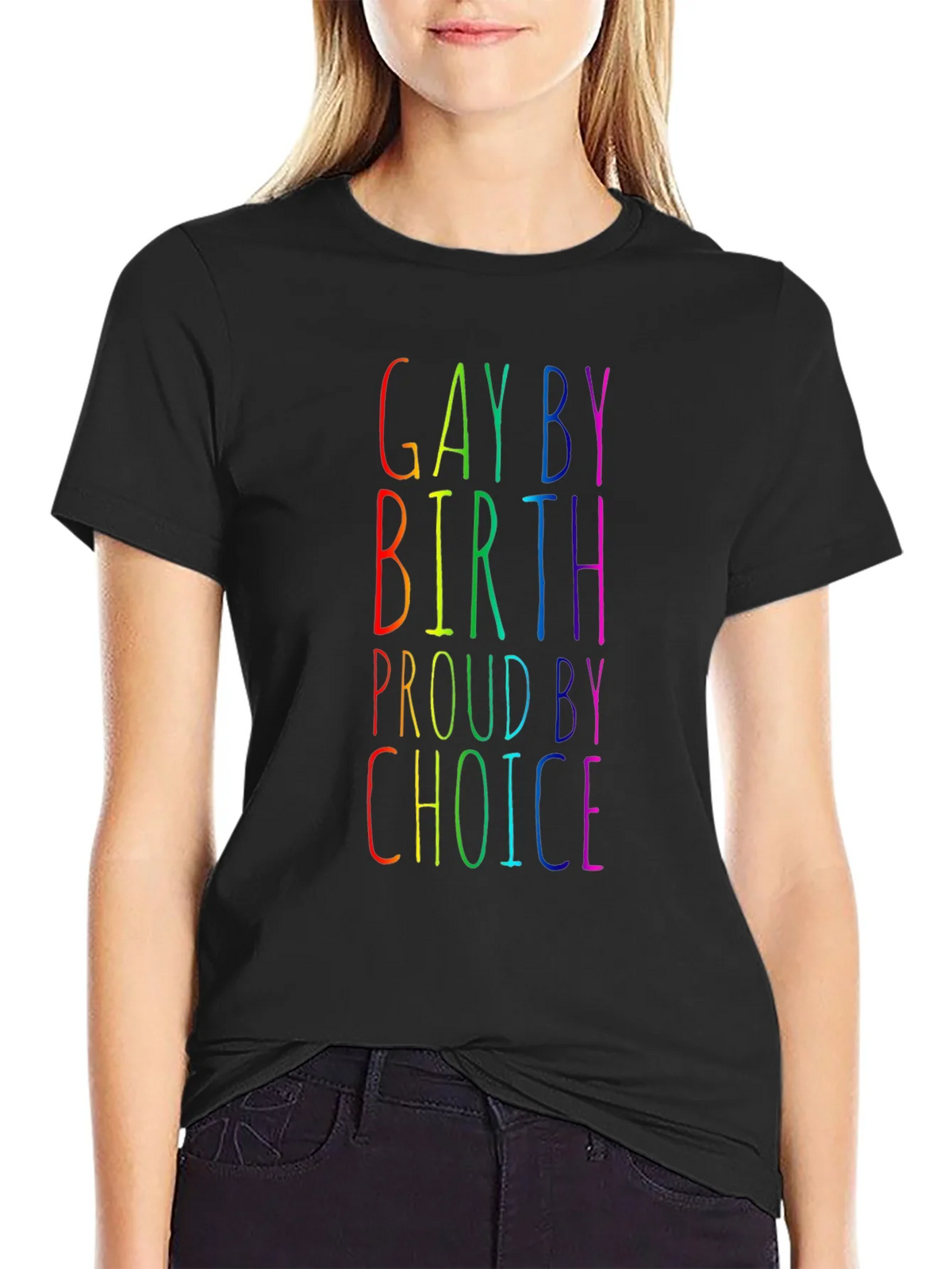 Gay By Birth Proud By Choice Rainbow Tee product image 5