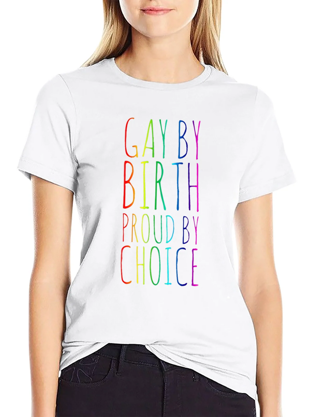 Gay By Birth Proud By Choice Rainbow Tee product image 11