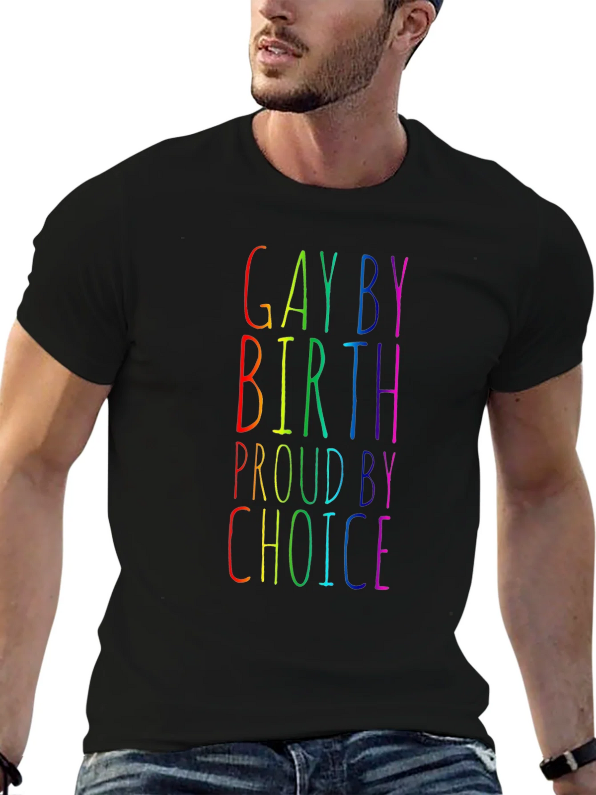 Gay By Birth Proud By Choice Rainbow Tee product image 9