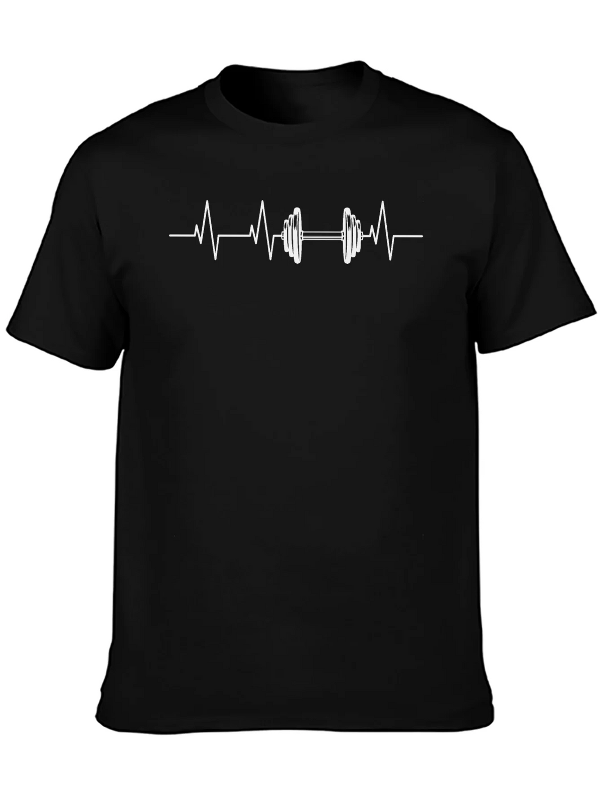 Heartbeat Dumbbell Graphic Tee - Black Cotton Gym Shirt product image 6