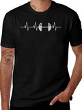 Heartbeat Dumbbell Graphic Tee - Black Cotton Gym Shirt product image 1