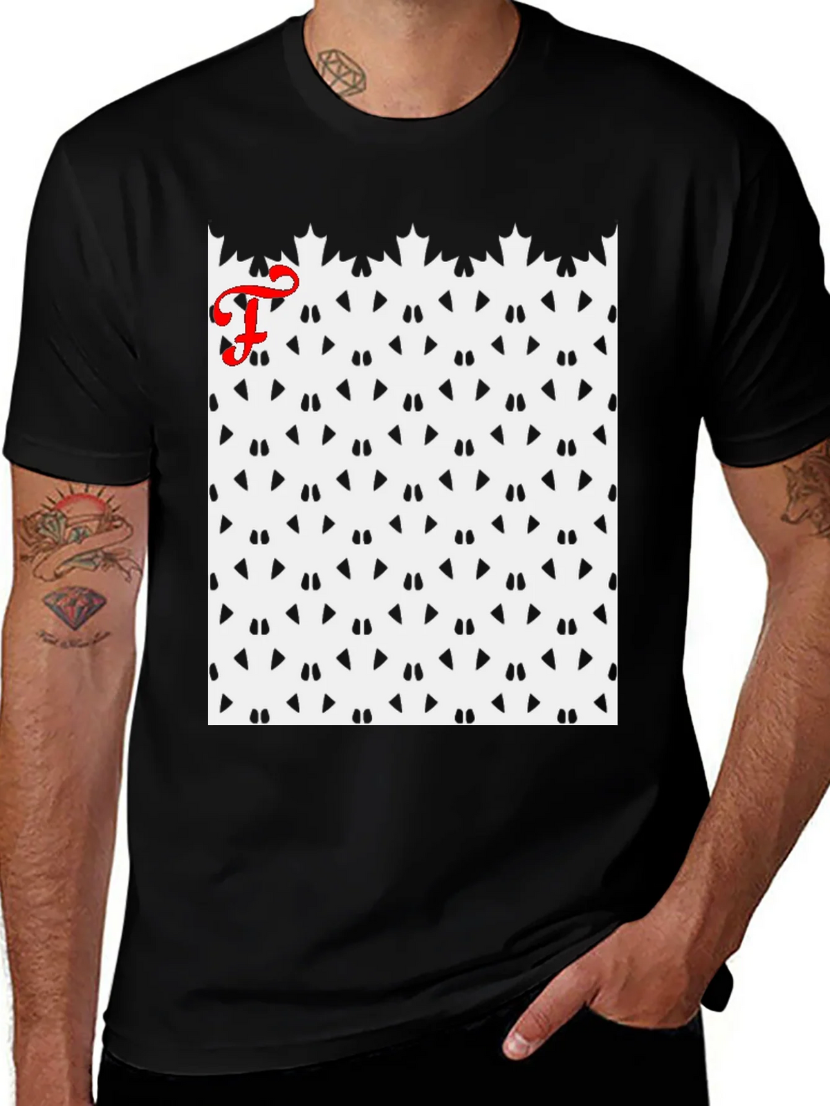 Patterned Tee with Initial product image 1