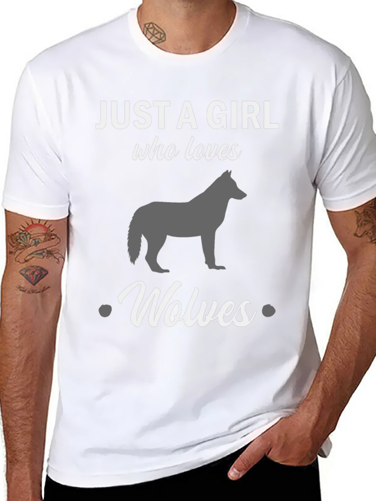 Just a Girl Who Loves Wolves Black T-Shirt product image 10