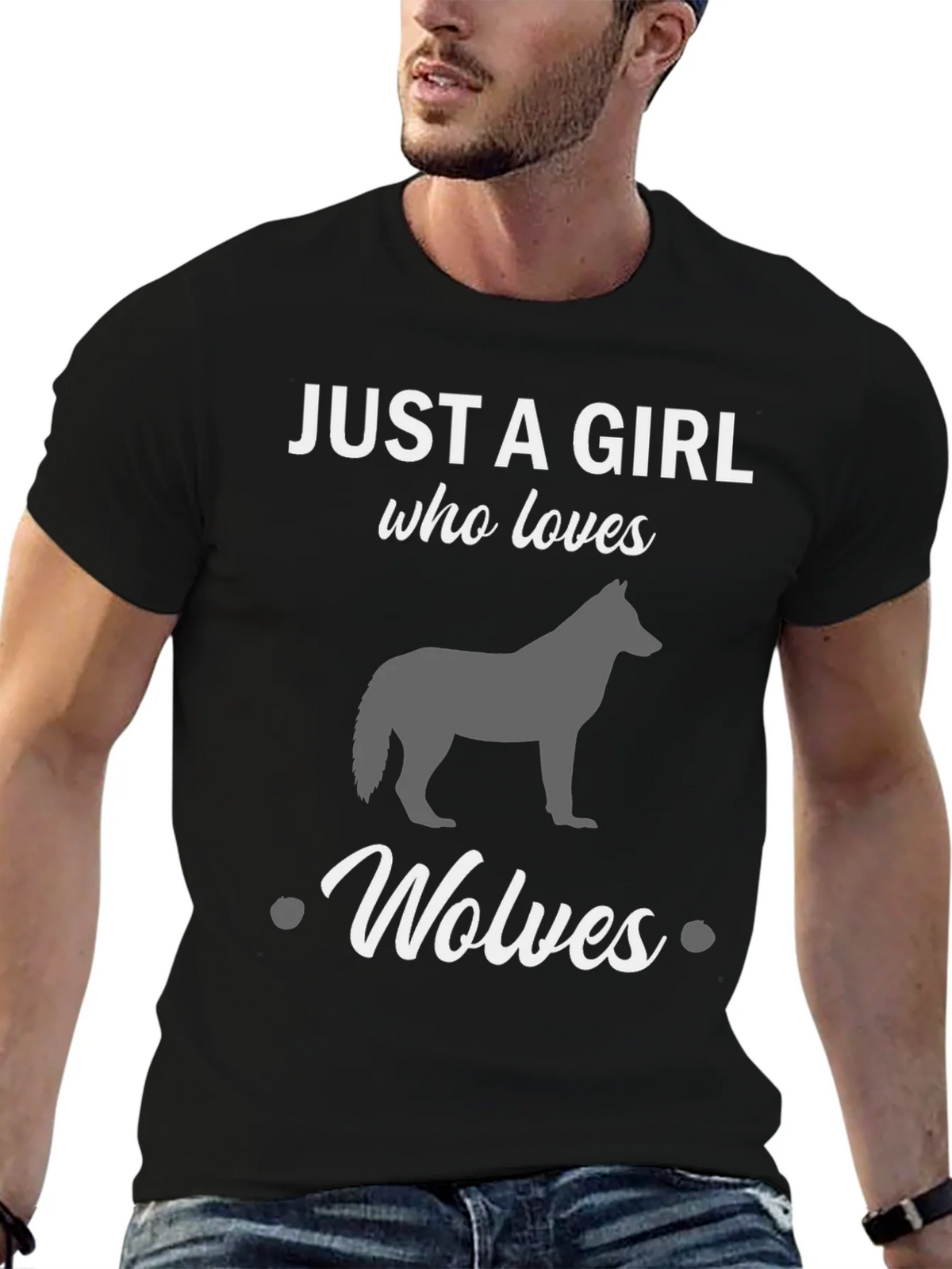 Just a Girl Who Loves Wolves Black T-Shirt product image 9
