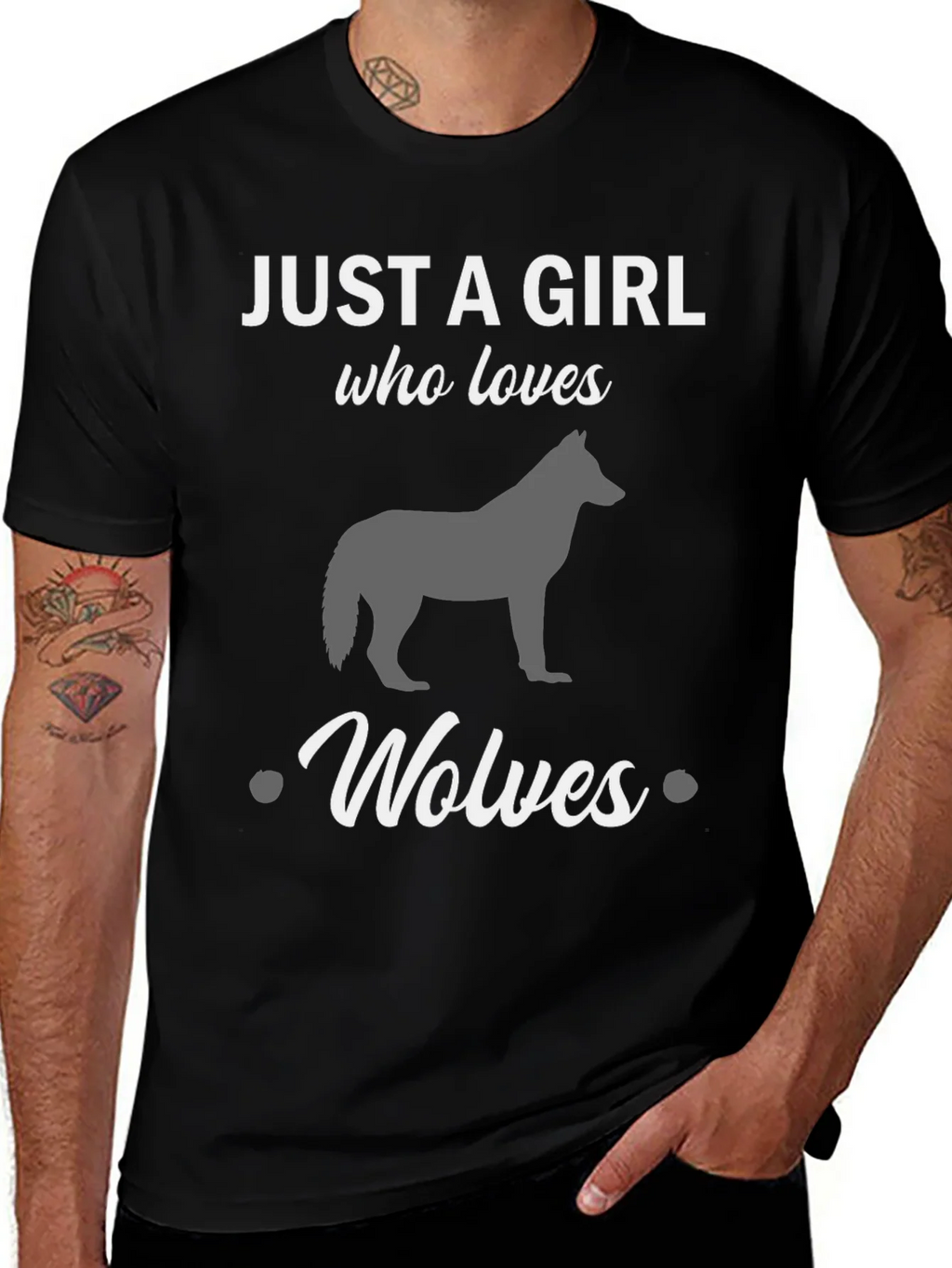 Just a Girl Who Loves Wolves Black T-Shirt product image 1