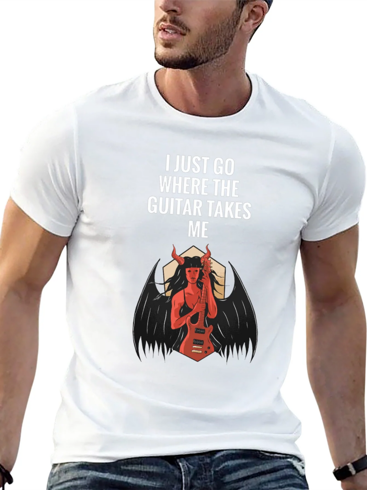 I Just Go Where The Guitar Takes Me T-Shirt product image 3