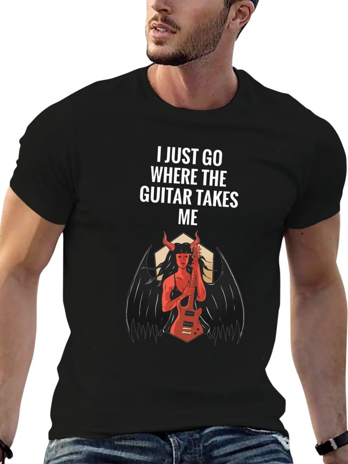 I Just Go Where The Guitar Takes Me T-Shirt product image 7