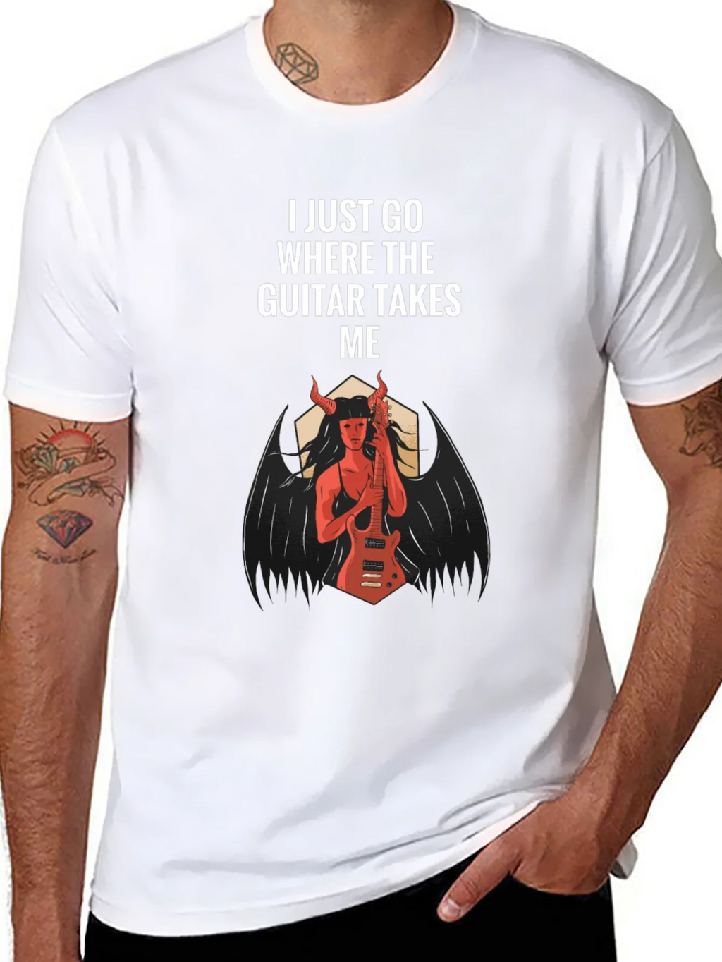 I Just Go Where The Guitar Takes Me T-Shirt product image 8