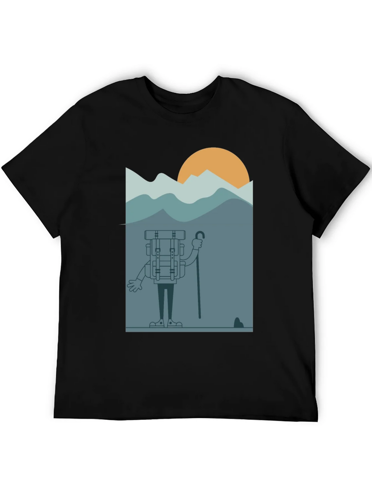 Cartoon Hiker Black T-Shirt product image 8