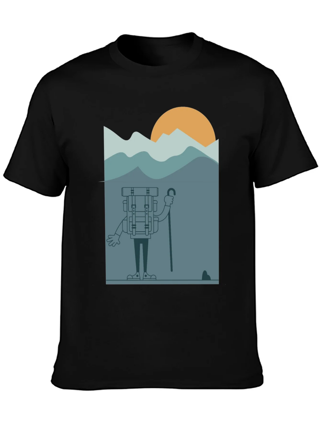 Cartoon Hiker Black T-Shirt product image 6