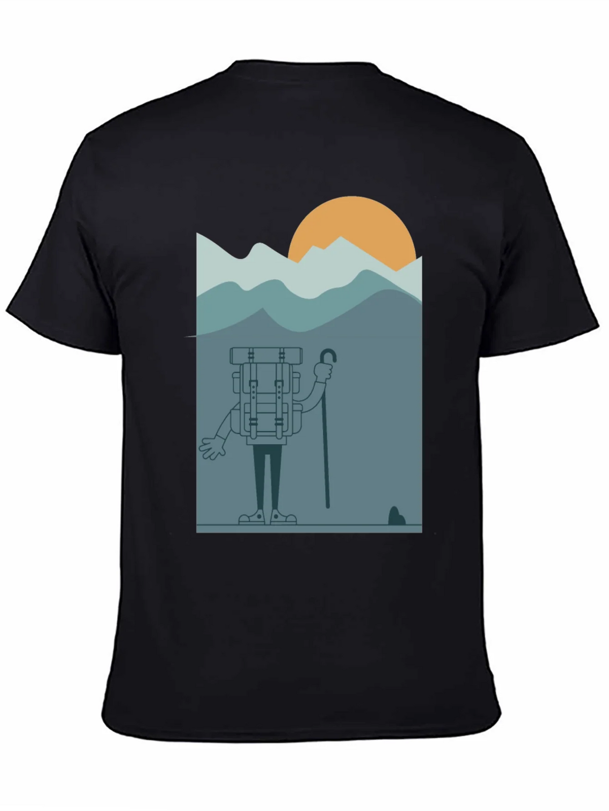 Cartoon Hiker Black T-Shirt product image 7